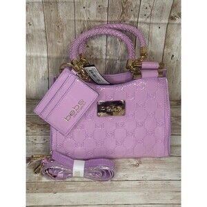 BEBE ($109) NWT Lilac Dana Monogram Top Handle Crossbody & Keychain Cardholder